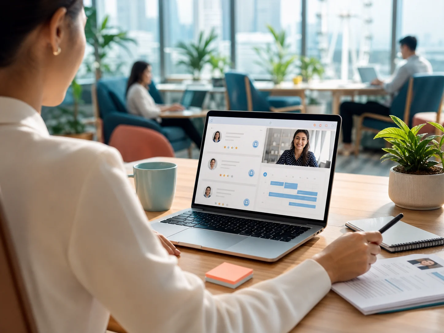 Recruiter reviewing remote candidate applications online